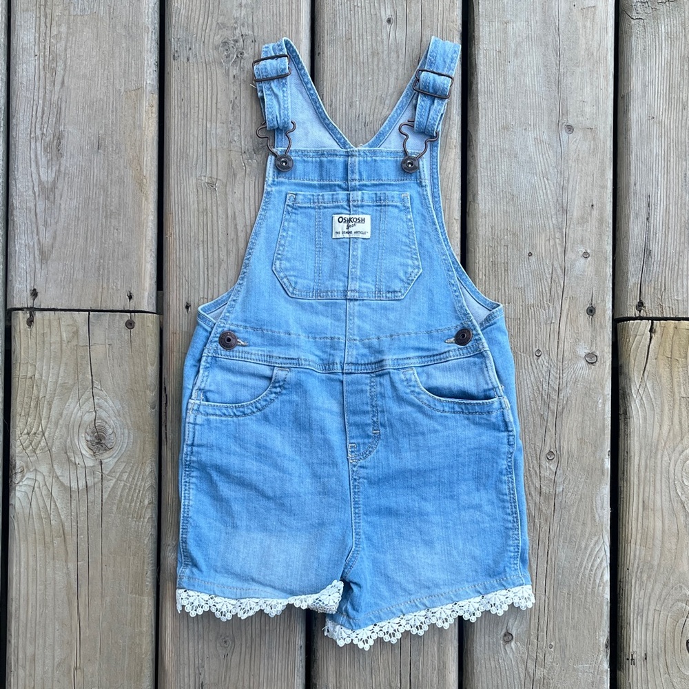 OshKosh B'gosh Light Blue Denim Overalls with Lace